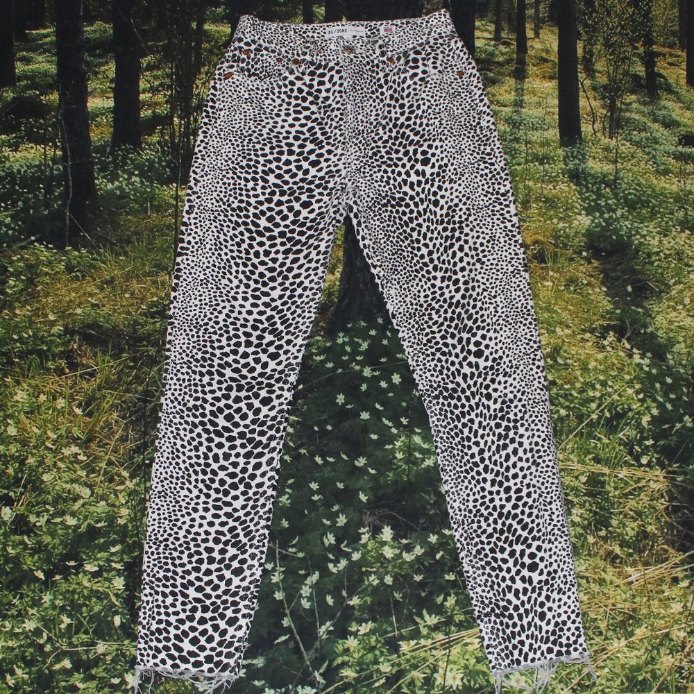 Black and white printed re/done jeans